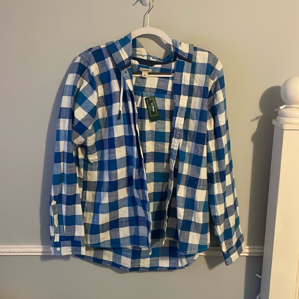 L.l. Bean hooded plaid long sleeve